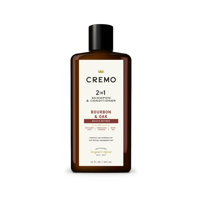 Cremo Bourbon & Oak 2 in 1 Shampoo & Conditioner for Men, a Sophisticated Blend 