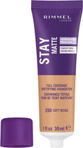 Rimmel London Stay Matte Liquid Mousse - 200 Soft Beige - Foundation, Lightweight, Shine Control, Oil-Free, 1Oz