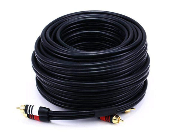 Monoprice 1.5ft Premium 2 RCA Plug/2 RCA Plug M/M 22AWG Cable - Black - (105346)