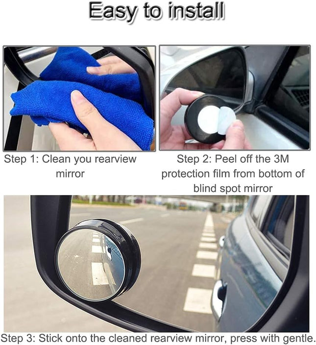 KEWAYO 2 Pack Automotive Blind Spot Mirrors, Small round Convex Adjustable 360Â°Rotate Wide Angle Car Rear View Mirror f