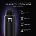 IRON °FLASK 32 oz Wide Mouth Water Bottle with 3 Lids | Insulated Stainless Steel Sports Water Bottle with 3 Leakproof Lids - BPA Free, Cold 24