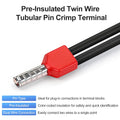 BAOMAIN 100-Pack 16 AWG Twin Wire Ferrules, Black TE1508 Dual Wire Crimp Connectors, Tin-Plated Copper Pin Cord End Terminals for DIN Rail