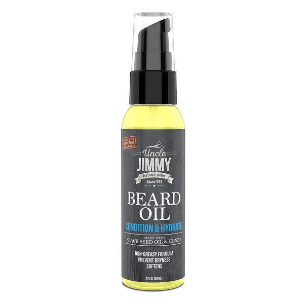 Uncle Jimmy Beard Oil, Restores Moisture, Softens and Reduces Beard Itch for Facial Hair of All Lengths, Made with Black Seed Oil & Honey 2Oz (T108)