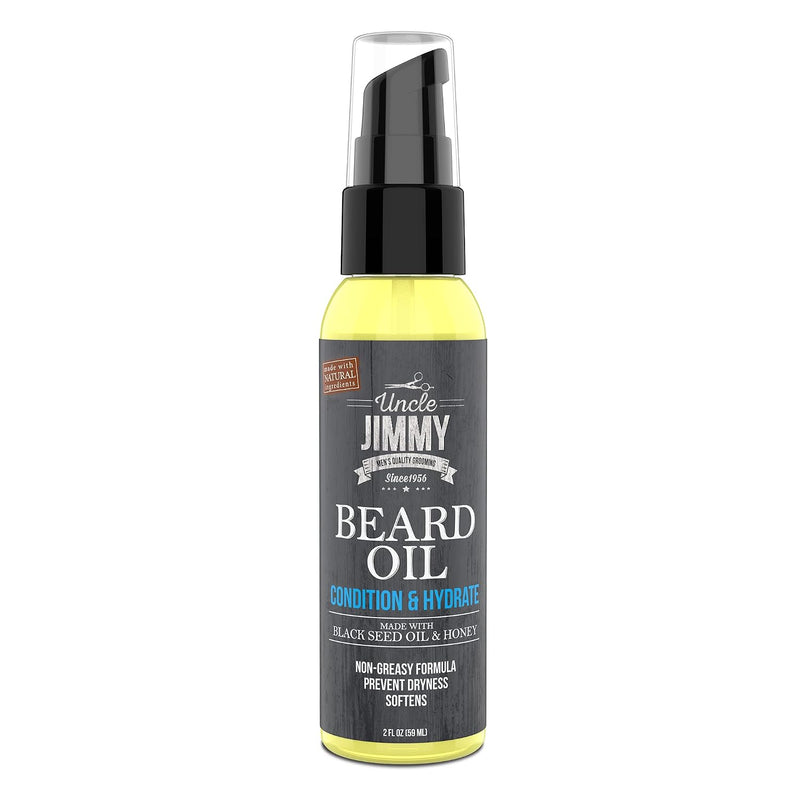 Uncle Jimmy Beard Oil, Restores Moisture, Softens and Reduces Beard Itch for Facial Hair of All Lengths, Made with Black Seed Oil & Honey 2Oz (T108)