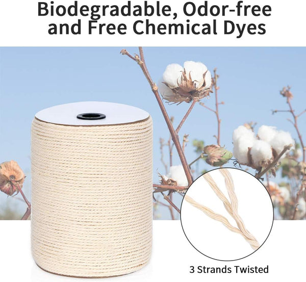 Macrame Cord 3mm x 328Yards(984Feet), Natural Cotton Macrame Rope - 3 Strands Twisted Macrame Cotton Cord for Wall Hanging, Plant Hangers, Crafts,