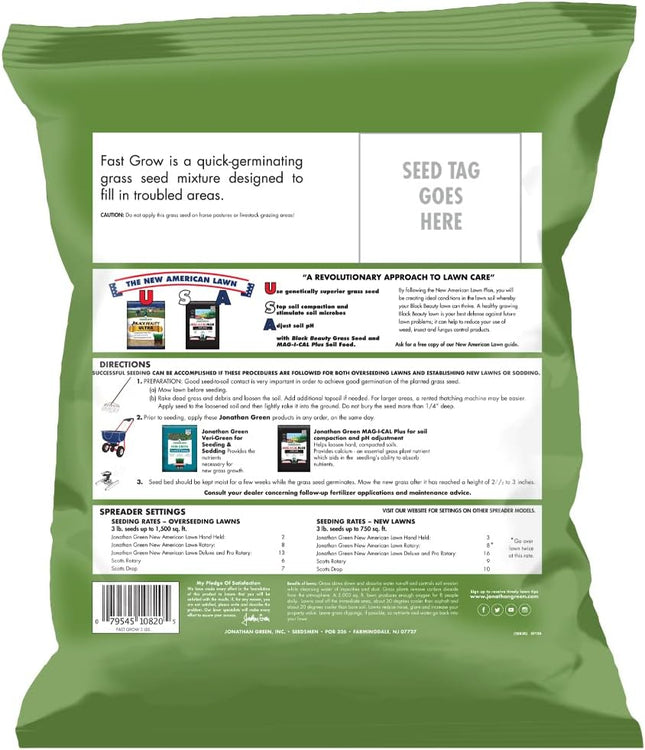 Jonathan Green (10820) Fast Grow Grass Seed - Cool Season Lawn Seed (3 Lb)