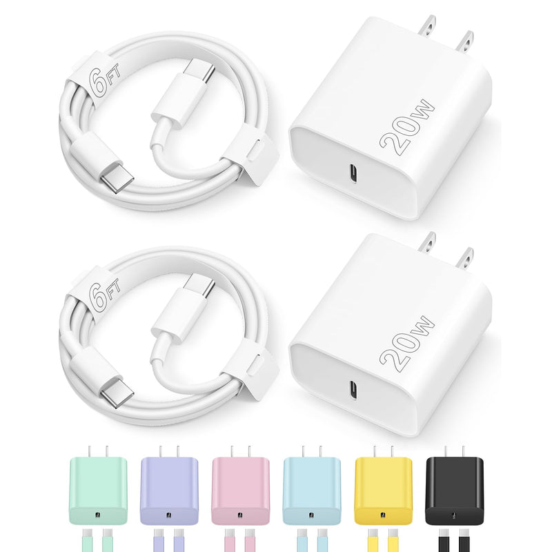Iphone 16 15 Charger Fast Charging Type C Chargers USB C Charger Block Iphone 16 Chargers with 2 Pack 6FT Cable for Iphone 16/16 Plus/16 Pro/16