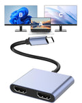 USB C to Dual HDMI Adapter 4K@60Hz, Multiport Adapter with 2 HDMI, USB3.0, PD 100W, USB C Splitter Compatible with MacBook Pro/Air, iPad Pro,