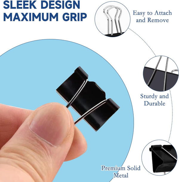240 Pack Mini Binder Clips, Black Binder Clips, Small Paper Clips 15mm 5/8 Inch. Micro Size Office Clips for Home School Office and Business (15mm