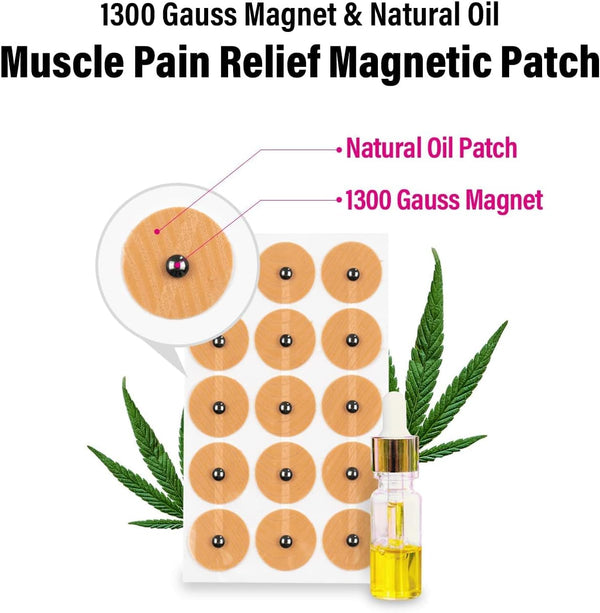 [90Pack] Muscle Magnetic Patch with Natural Oil, Magnetic Acupressure Patches, 1300 Gauss, Magnet Therapy, Light Magnetic Energies, Made in South