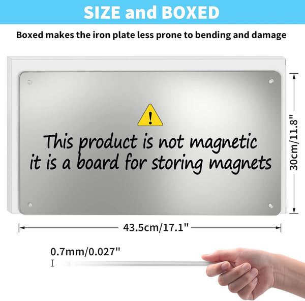 17.7" x 11.8" 2 Pack Stainless Steel Magnetic Board - Magnet Bulletin Board to Display Magnetic Letters Numbers Animal, Poetry, Spice Jars, Notes,