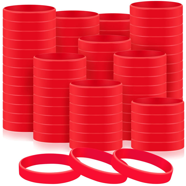 Liliful 200-Piece Blank Silicone Bracelets - Bulk Elastic Wristbands for Adults, Suitable for Team Events, Parties, and 