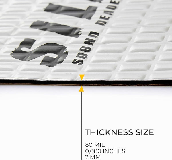 Siless 80 mil 5 sqft Car Sound Deadening mat - Butyl Automotive Sound Deadener - Noise Insulation and Vibration Dampening Material