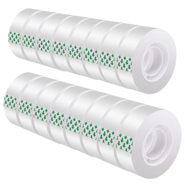 DHOOZ Clear Tape 16 Rolls - Transparent Gift Wrapping Tape Refills, Premium Adhesive for Gifts, Office Tapes Bulk, Desk & Home Supplies - Gift