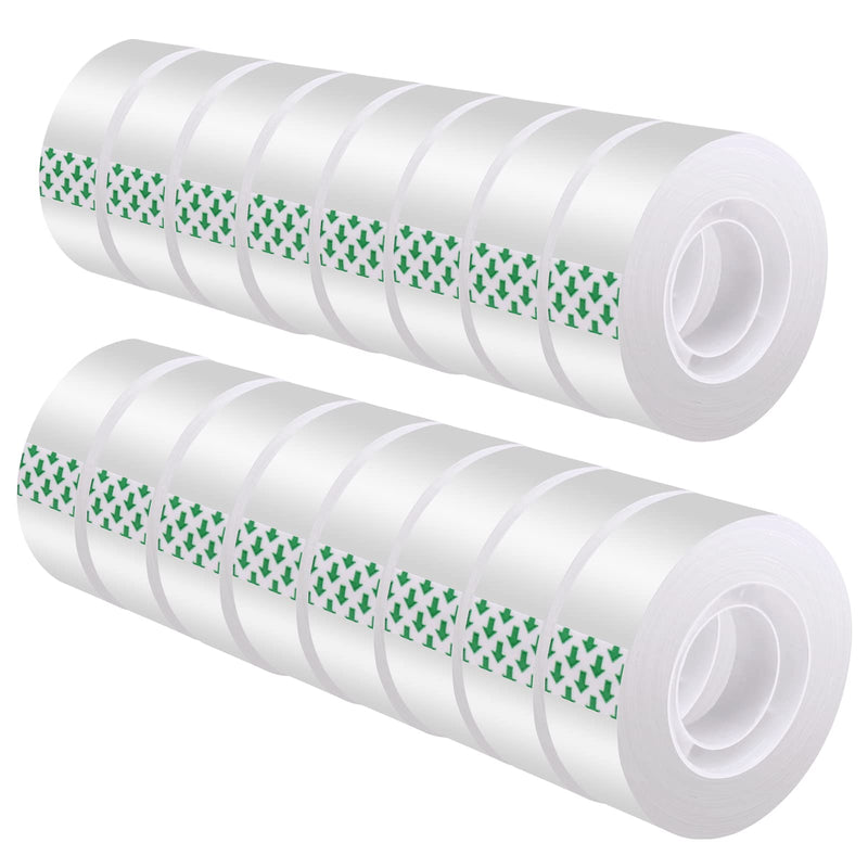 DHOOZ Clear Tape 16 Rolls - Transparent Gift Wrapping Tape Refills, Premium Adhesive for Gifts, Office Tapes Bulk, Desk & Home Supplies - Gift
