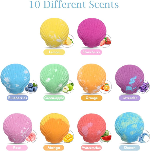 Bath Bombs for Kids with Toys Inside for Girls Boys - 10 Handmade Bubble Bath Fizzies Bomb with Surprise Sea Animals Toys, Easter Birthday