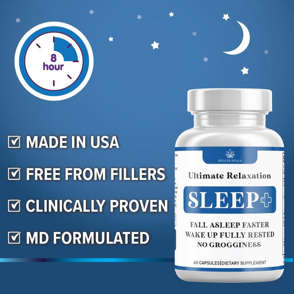 Relaxation Sleep Aid, Natural Non-Habit Forming, Sleep Supplement Developed to Support for Longer & Better Sleep, Chamomile, Magnesium, Melatonin,