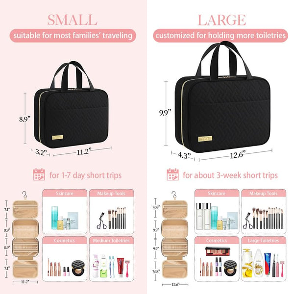 HOTOR Travel Toiletry Bag - Hanging Toiletry Bag for Women & Men, Makeup Bag/Big Comparment, Waterproof for Travel Accessories, Travel Essentials,