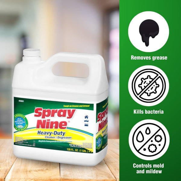 Spray Nine 26801 Heavy Duty Cleaner, Degreaser & Disinfectant for Home, Yard Equipment, Automotive & More - Refill for Spray Bottle 1 Gallon (Pack
