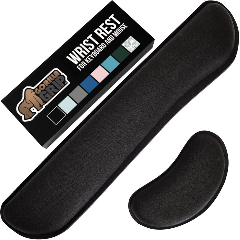 GORILLA GRIP Silky Gel Memory Foam Wrist Rest for Computer Keyboard, Mouse, Ergonomic Design for Typing Pain Relief, Desk Pads Support Hand and