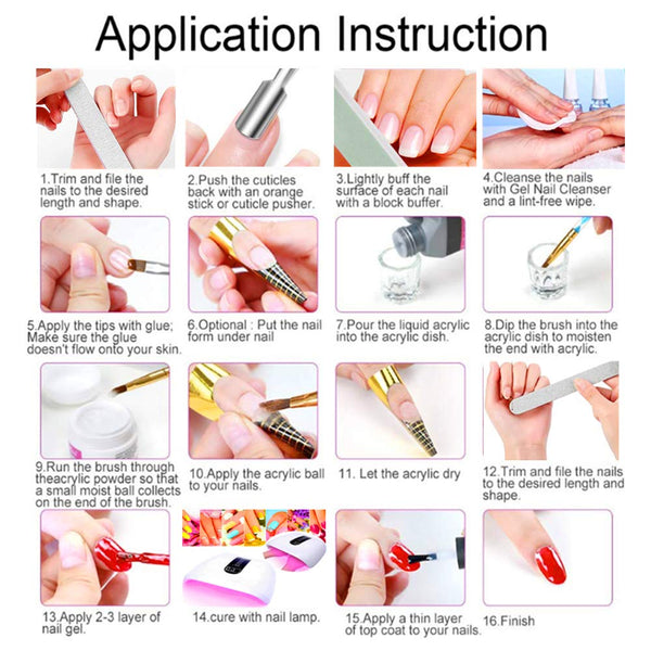 Nail Kit Set Professional Acrylic with Everything, 12 Glitter Acrylic Powder Kit Nails Art Tips Decoration, DIY Gifts for Women Nail Art Tool and
