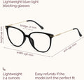 Gaoye Blue Light Blocking Glasses - Trending Round TR90 Frames, Metal Arms, UV400 Protection - Matching Soft Case *1-light Black Frame/Transparent