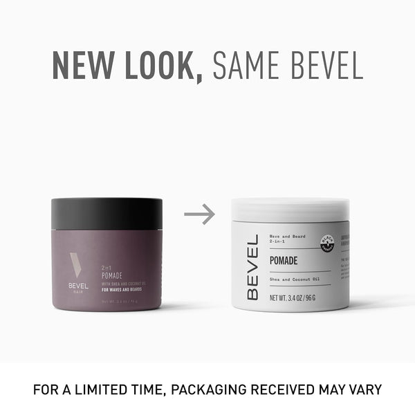 Bevel Beard Balm & Hair Pomade for Waves with Coconut Oil and Shea Butter, Locks in Moisture to Help Reduce Frizz and Breakage, Beard Care for
