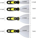 DEKEones Putty Knife Scrapers, Spackle Knife, Metal Scraper Tool for Drywall Finishing, Plaster Scraping, Decals, and Wallpaper (4 Pack, 5”, 4”,