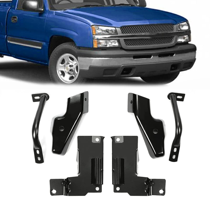 HECASA 6 PCS Front Bumper Bracket Set Compatible With 2003-2006 Chevy Silverado 2002-2006 Chevy Avalanche Replace For 15059687 GM1066175 15059688