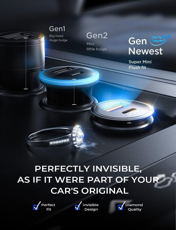 AINOPE 67.5W Cigarette Lighter Adapter Car Charger USB C Fast Charging | [Mini & Metal] PD&QC Cigarette Lighter USB Charger 12V Outlet Plug Socket