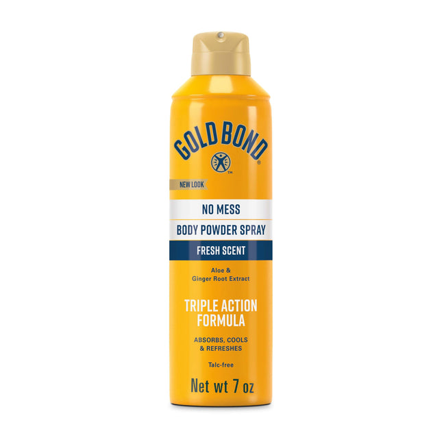 Gold Bond No Mess Talc-Free Body Powder Spray, 7 Oz., Fresh Scent, with a Triple