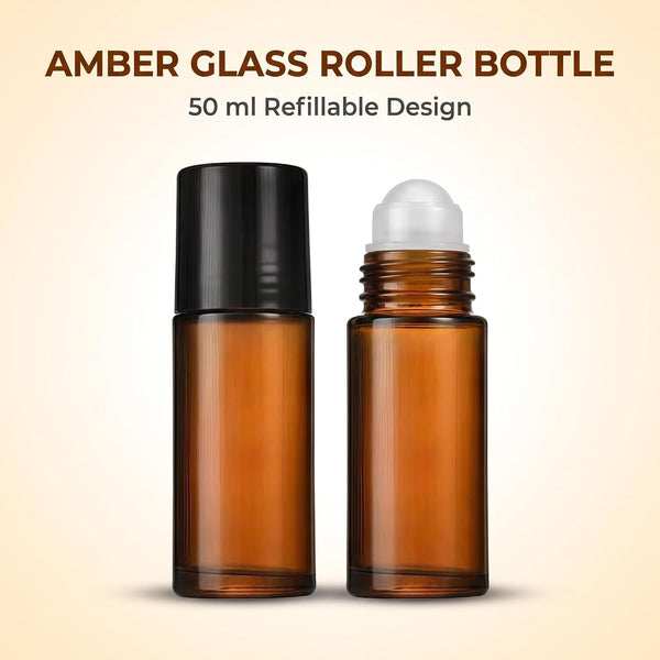 2Pcs Brown 30ml Glass Essential Oil Roller Bottles,Perfume Roller,Refillable Roll on Bottles Container Empty Deodorant Rollerball Beauty and