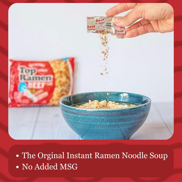 Nissin Top Ramen Noodle Soup, Beef, 3 Ounce (Pack of 24) | Quick, convenient meal ready in minutes with just hot water. Beef 3 Ounce (Pack of 24)