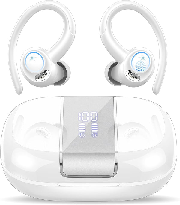 Headphones Wireless Earbuds Sport, Bluetooth 5.3 over Ear Buds Stereo Deep Bass Headset with Earhooks, 48H Wireless Earphones with HD Mic, IP7