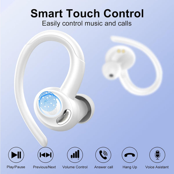 Headphones Wireless Earbuds Sport, Bluetooth 5.3 over Ear Buds Stereo Deep Bass Headset with Earhooks, 48H Wireless Earphones with HD Mic, IP7