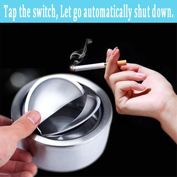 Nescope Stainless Steel Windproof Ashtray with lid Flip Top Ashtray for Indoor or Outdoor Use Ash Holder for Smokers Desktop Smoking Ashtray Home