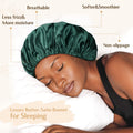 YANIBEST Adjustable Satin Bonnet to Reduce Frizz, Silk Feeling Hair Wrap One Size Green