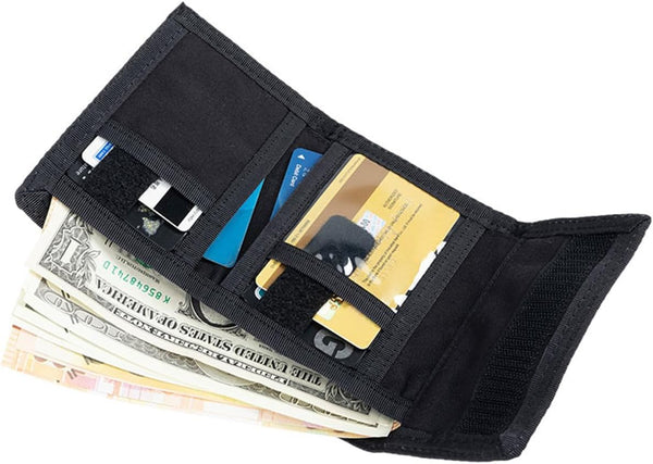 EXCELLENT ELITE SPANKER Nylon Trifold Wallet for Men ID Card Holder Tactical Military Wallet with Coin Pocket Outdoor Wallet BLK