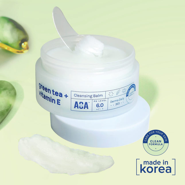 AOA STUDIO Skin Green Tea & Vitamin E Cleansing Balm, Melting Balm to Oil for Makeup Remover, Double Cleansing, Face Was