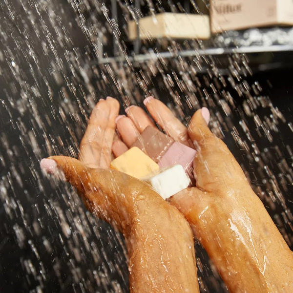 Kitsch 4Pc Sampler Solid Shampoo and Conditioner Set - Rice Bar & Castor Oil Shampoo and Rice Bar & Coconut Oil Deep-Moisturizing Hair