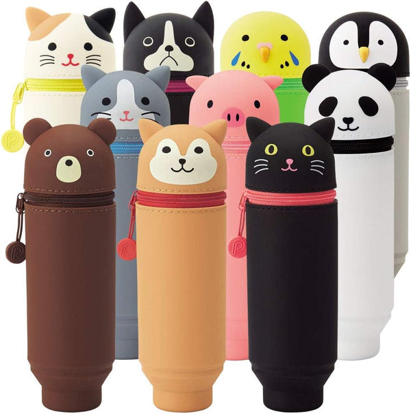 LIHITLAB PuniLabo Stand Up Pen Case (Pen Holder) Calico Cat Medium: 2.4x7 Inch