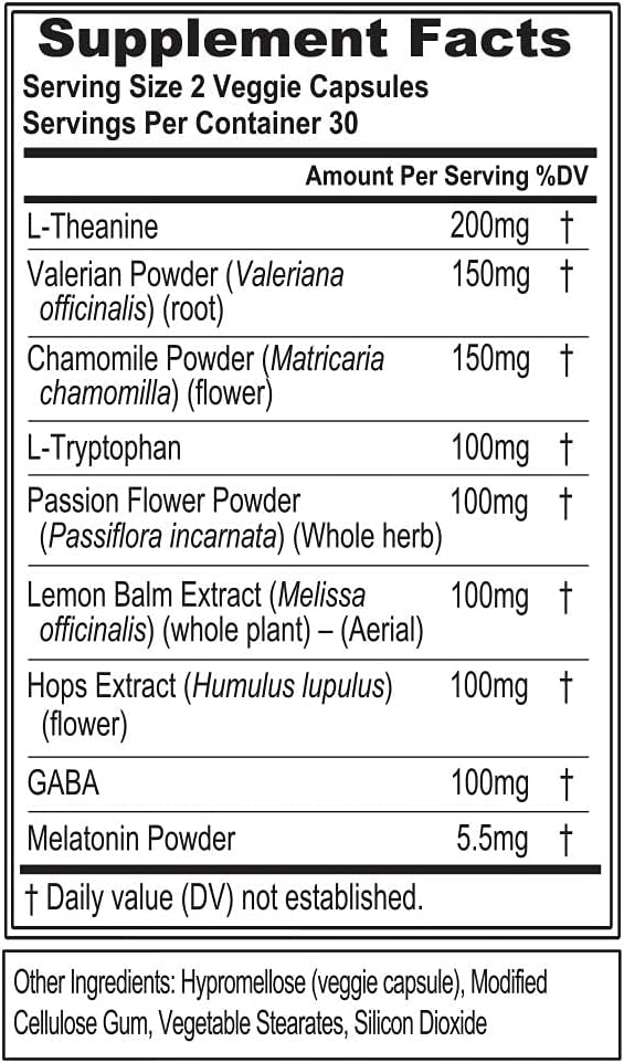 Evlution Nutrition Herbal Complex Sleep Supplements for Adults Gentle Sleep Support Adult Melatonin Pills with Valerian L-Tryptophan Lemon Balm