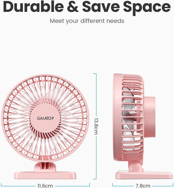 Gaiatop USB Desk Fan, Small but Powerful, Personal Portable Quiet 3 Speeds, Adjustable Mini Table Desktop Fan for Cooling Home Office Car Summer