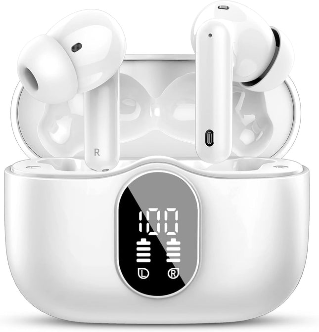 Wireless Earbuds Bluetooth 5.4 Headphones Bass Stereo Ear Buds with Noise Cancelling Mic LED Display in Ear Earphones IP