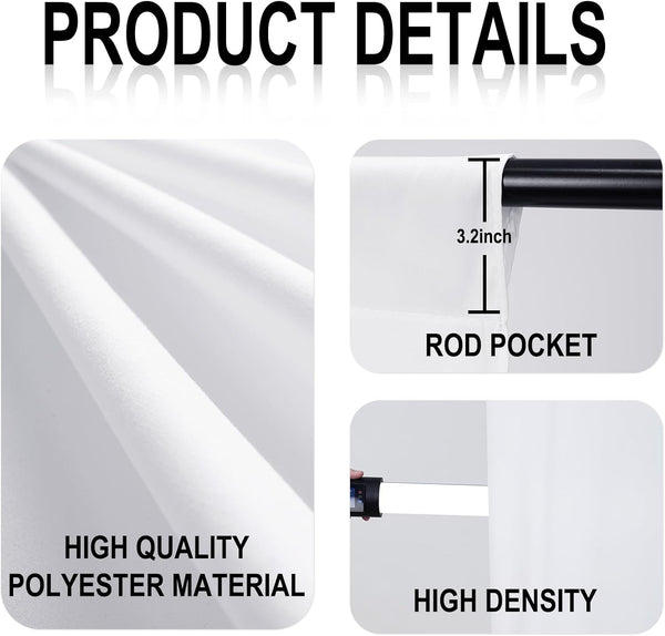 GFCC 8FTX10FT White Backdrop Background for Photography Photo Booth Backdrop for Photoshoot Background Screen Video Recording Parties Curtain