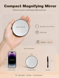 Macaki 10X Magnifying Mirror with 2 Suction Cups, 3.5 inches Magnified Makeup Mirror and Slant Tweezers,Black,1PC | Portable Magnifying Mirror,