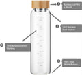 Sunkey Glass Water Bottle 32 Oz Wide Mouth with Sleeve Bamboo Lid Motivational Water Bottle with Time Marker Reusable Safe for Hot Cold Drinks Bpa