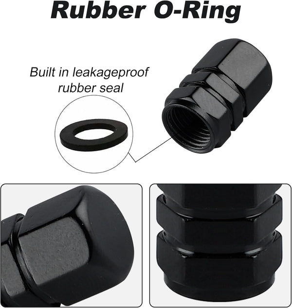 Aluminum Tire Stem Valve Caps Wheel Valve Covers Car Dustproof Tire Cap Cover Accessories, Universal for SUV, Car, Bike and Motorcycle, Hexagon