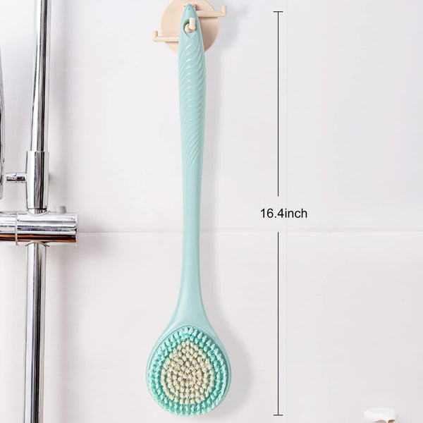BEDELITE Back Scrubber for Shower, Long Handle 16.4 Inches, Blue, 1 Pack | Soft Back Brush for Shower, Exfoliating Scrubber, Non-Slip Curved Long