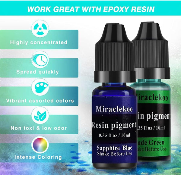12 Colors Epoxy Resin Color Dye Colorant Liquid Epoxy Resin Pigment,10ml Each,Translucent 12 Colors Vivid